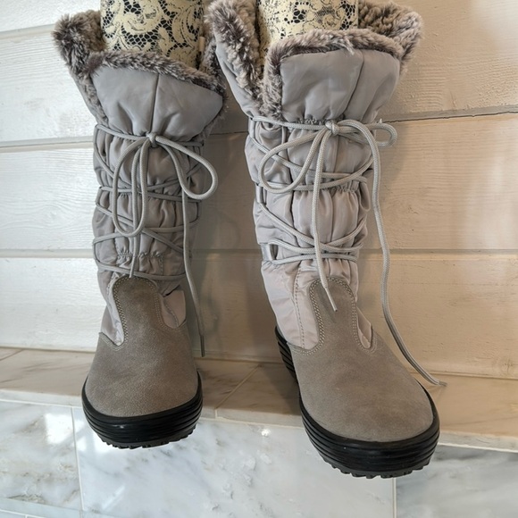 Pajar Shoes - Pajar Canada Celine Gray Winter Faux Fur Trim Laceup Snow Boots Size 7/7.5 NWOT